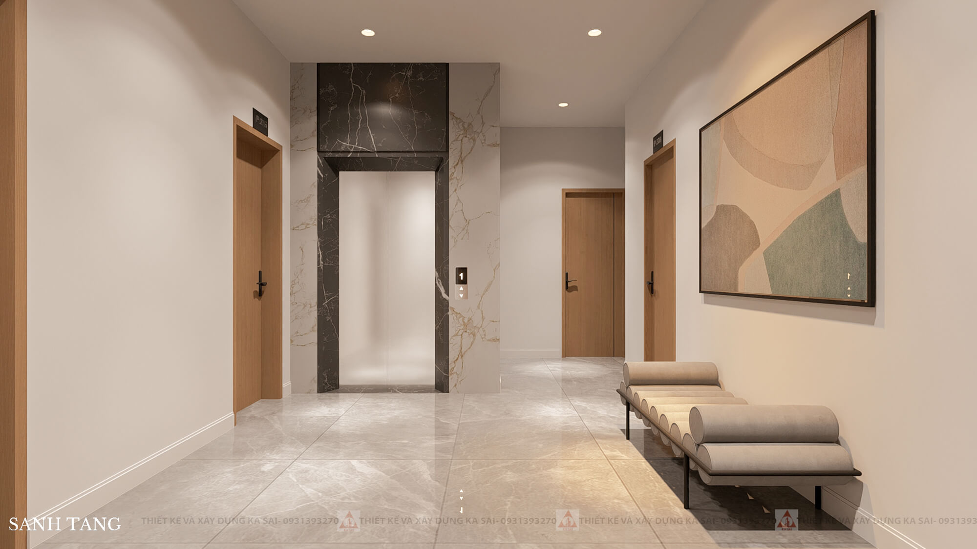 Sảnh xây căn hộ cho thuê Đà Nẵng 5 tầng