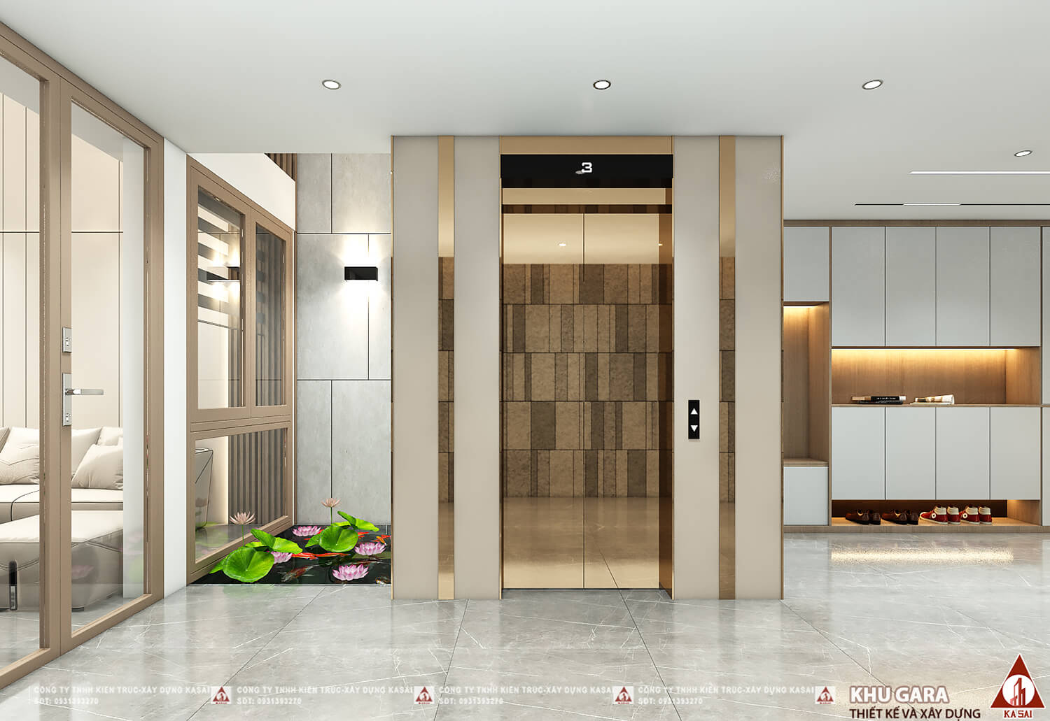 Tiểu cảnh gara mẫu nhà 5x21m