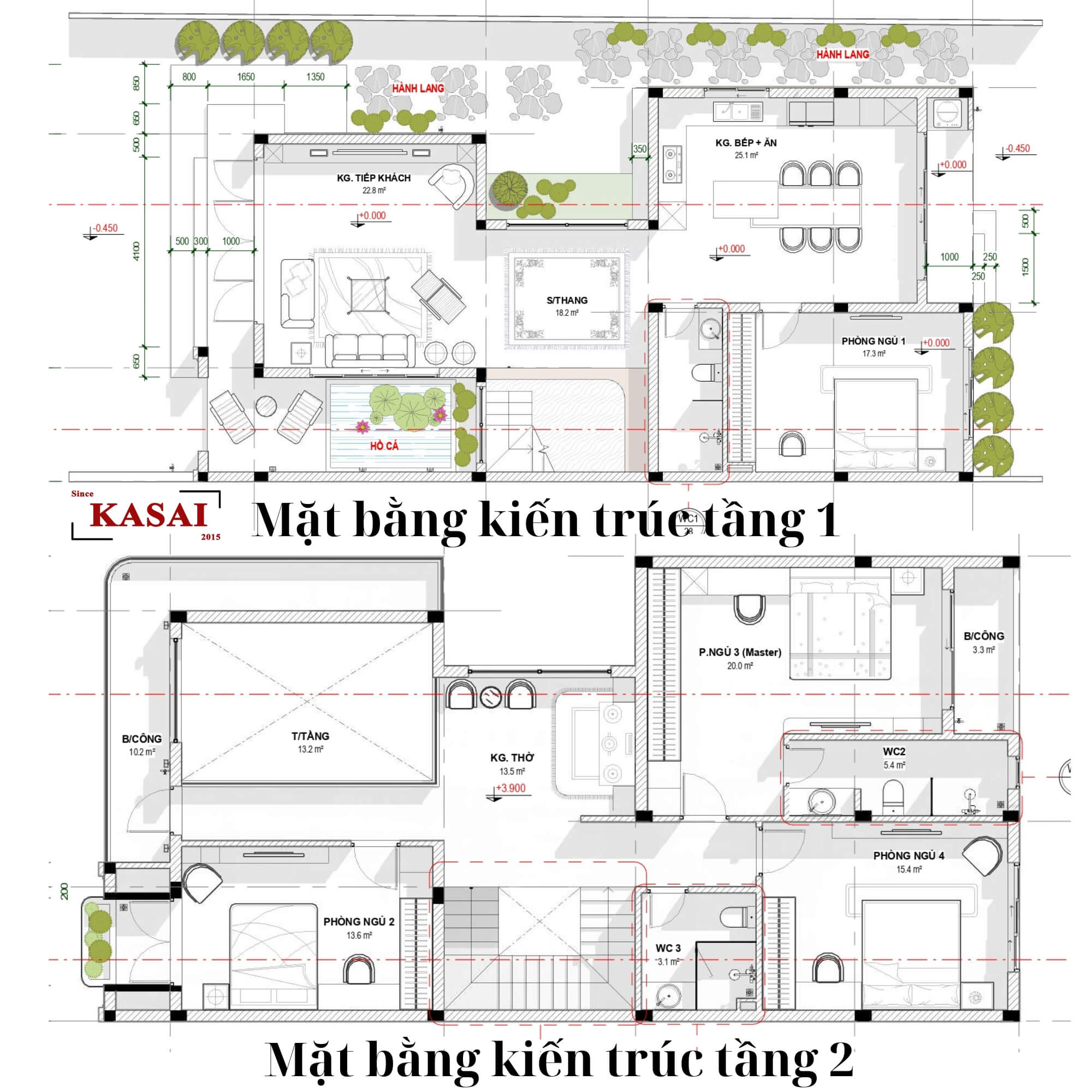 Bản vẽ thiết kế biệt thự mặt tiền 10m 2 tầng