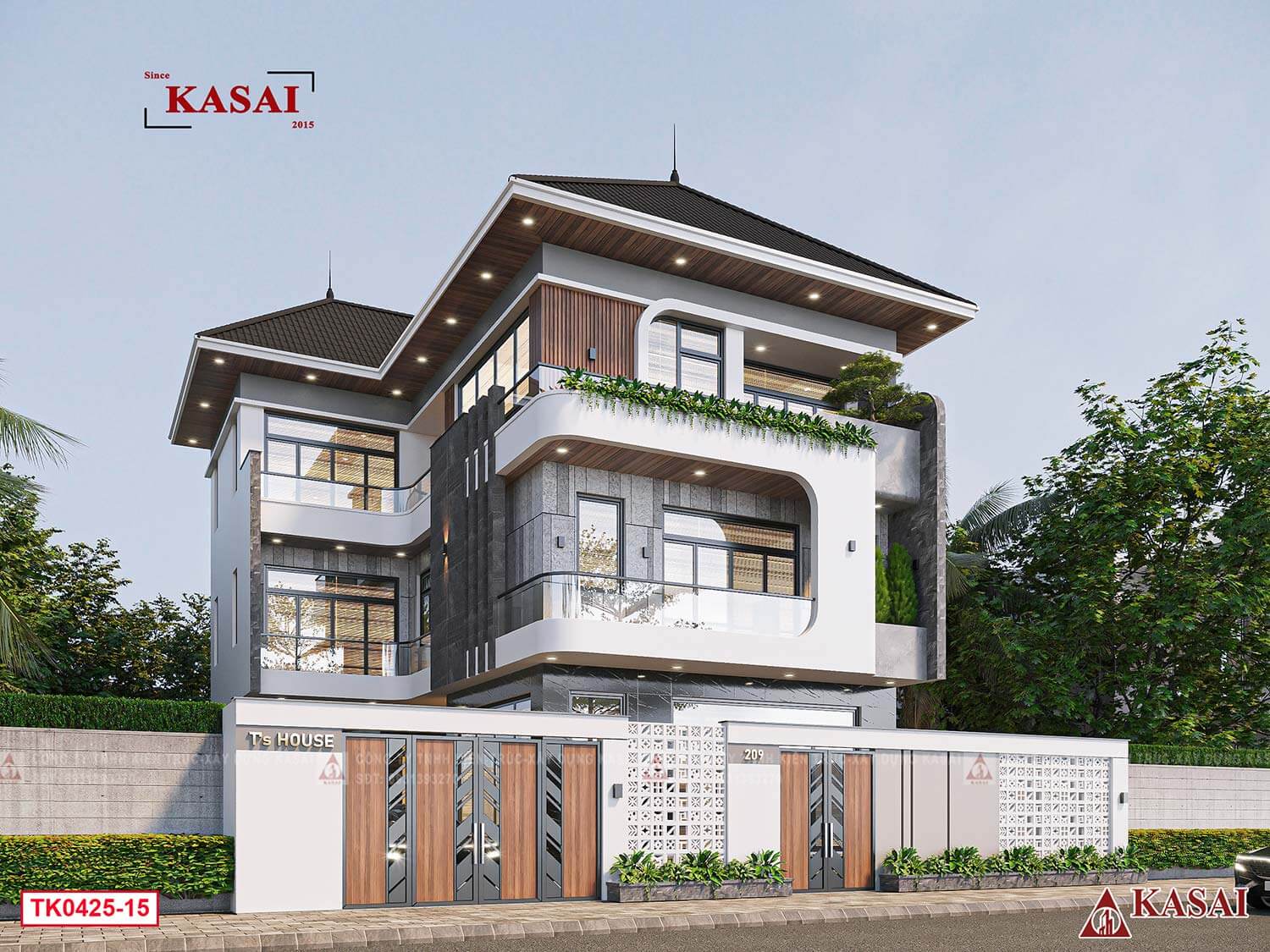 Biệt thự 3 tầng 4 phòng ngủ chữ L