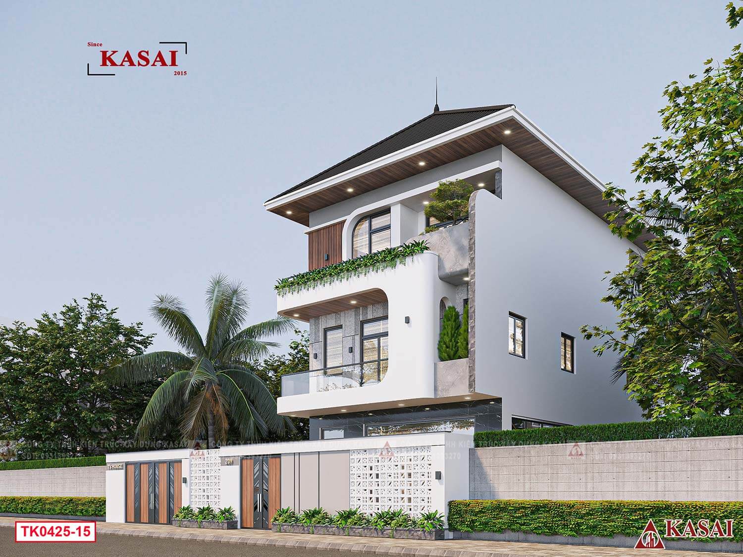 Biệt thự 3 tầng 4 phòng ngủ chữ L