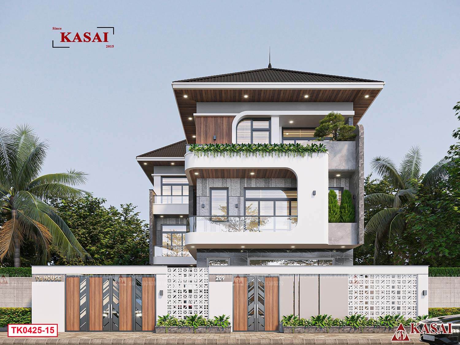 Biệt thự 3 tầng 4 phòng ngủ chữ L