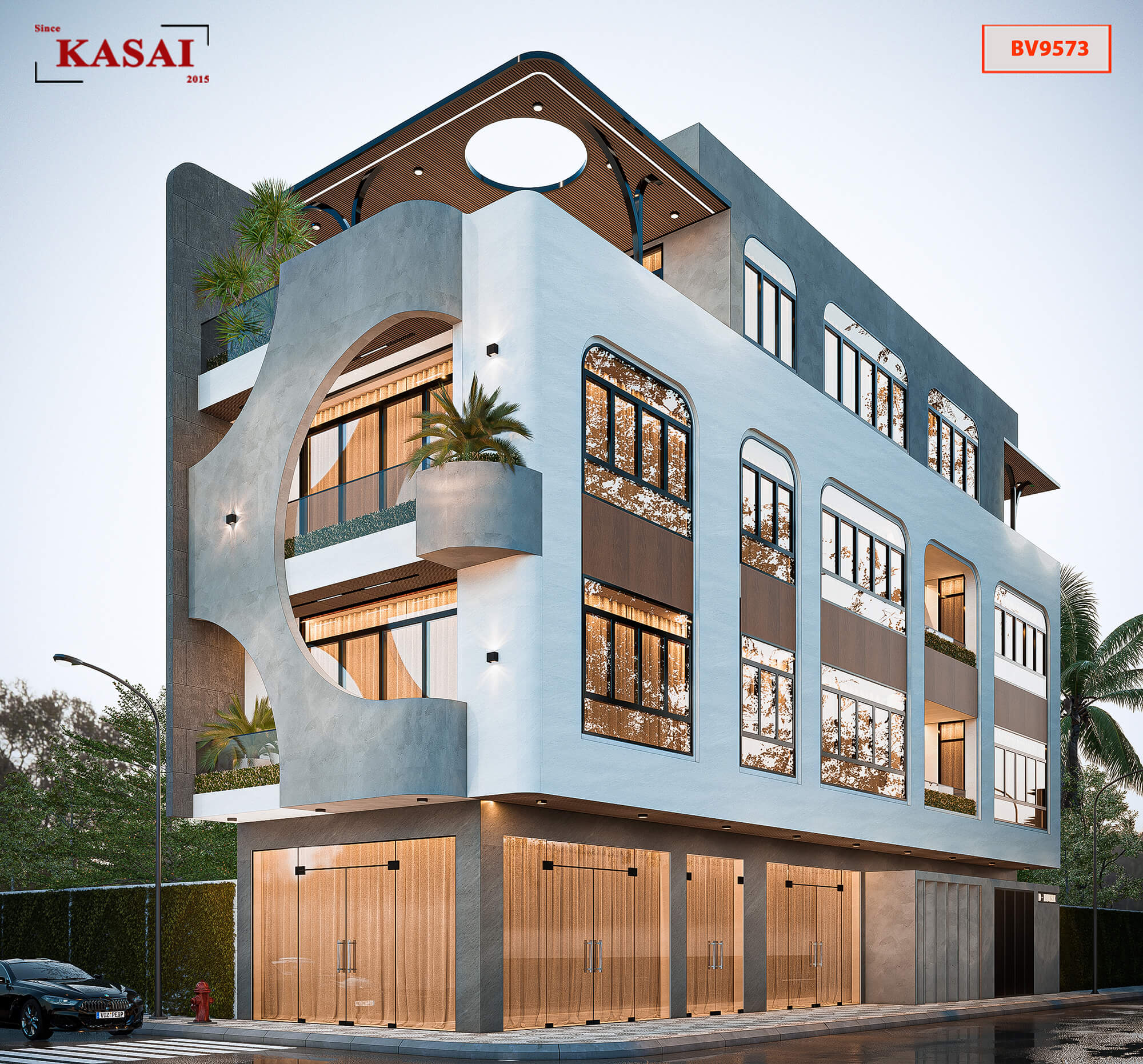 Mẫu nhà ống 4 tầng hiện đại với hình khối độc đáo siêu ấn tượng