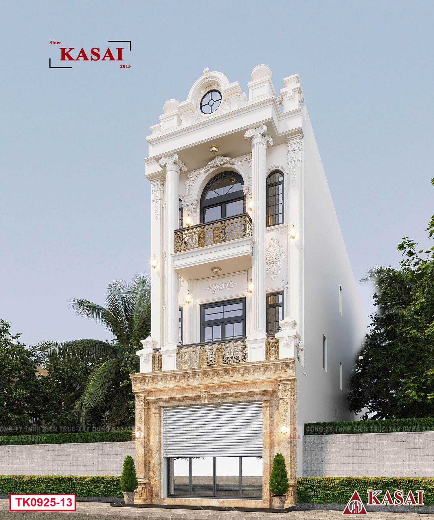 Mẫu nhà 3 tầng tân cổ điển 4x12m