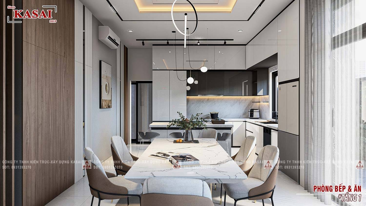 Phòng bếp biệt thự 3 tầng hiện đại