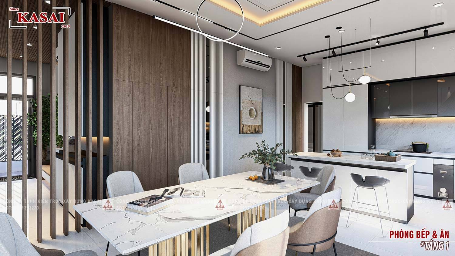 Phòng bếp biệt thự 3 tầng hiện đại