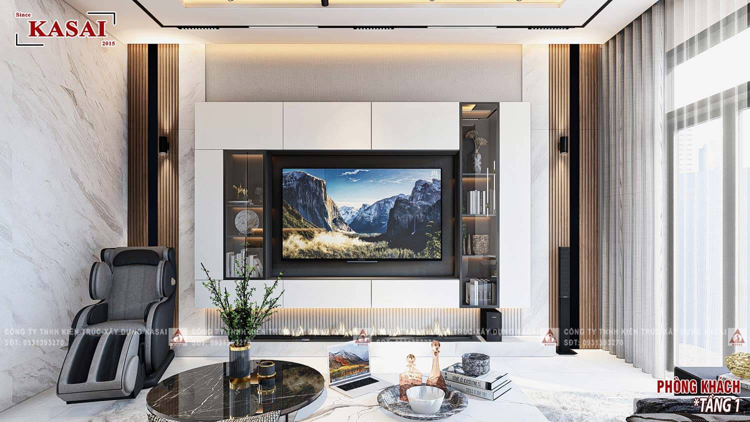 Phòng khách 1 biệt thự 3 tầng hiện đại