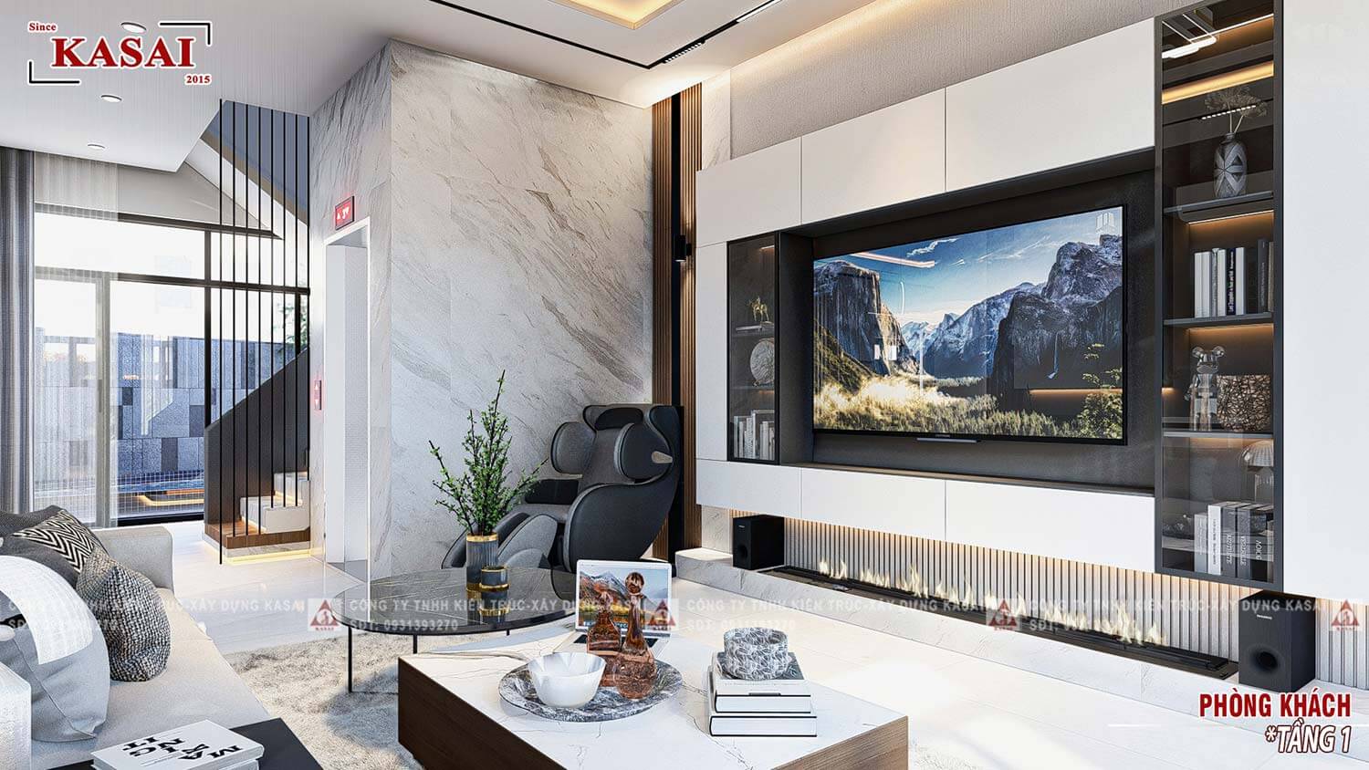 Phòng khách 4 biệt thự 3 tầng hiện đại