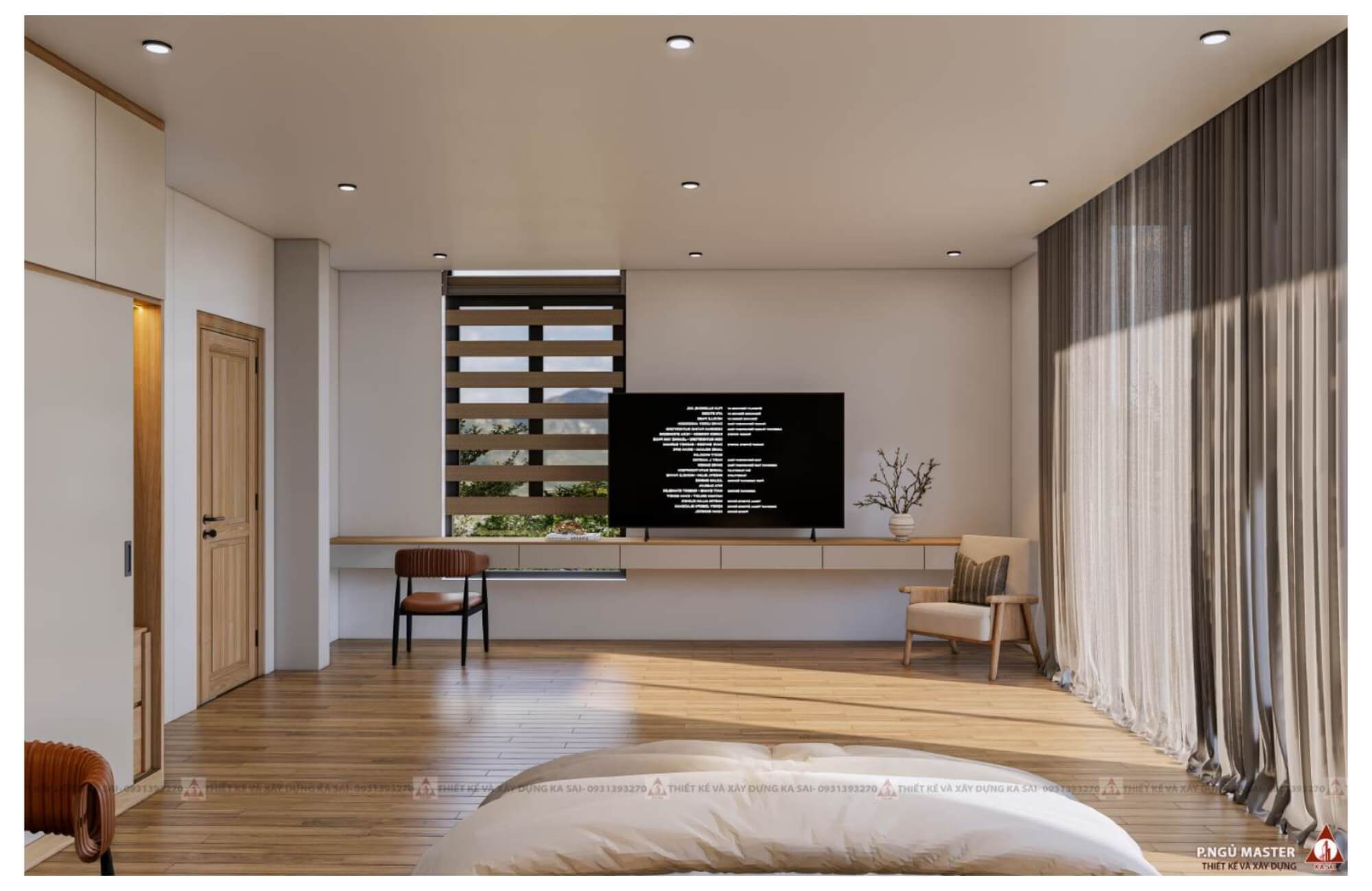 Phòng ngủ 1 mẫu nhà 4 tầng hiện đại