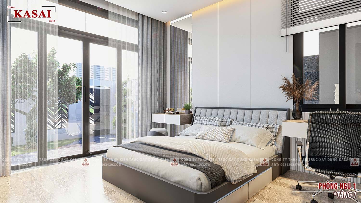 Phòng ngủ 1 biệt thự 3 tầng hiện đại