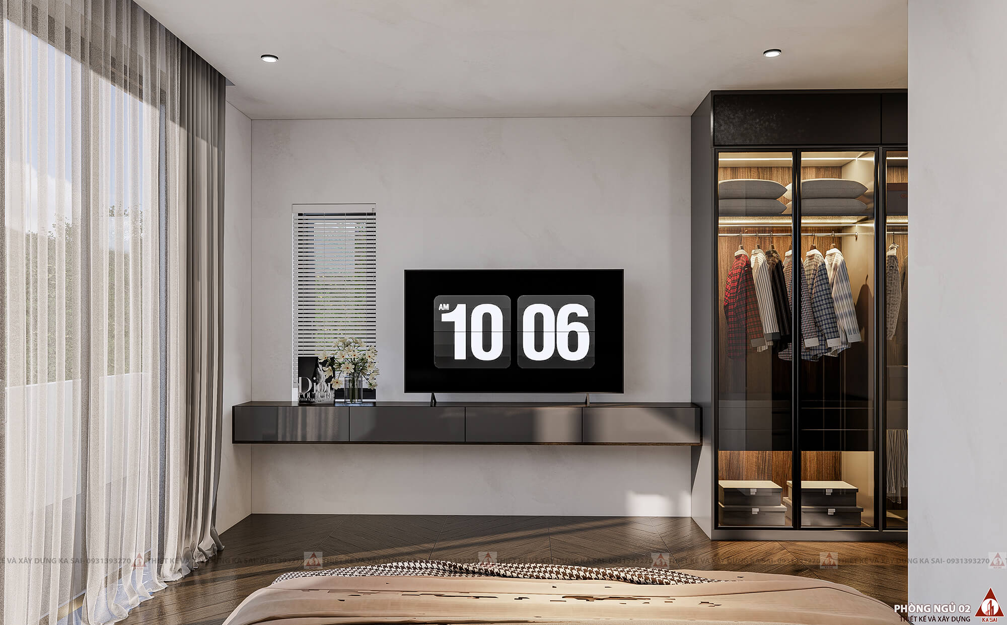 Phòng ngủ 2 biệt thự hiện đại 3 tầng