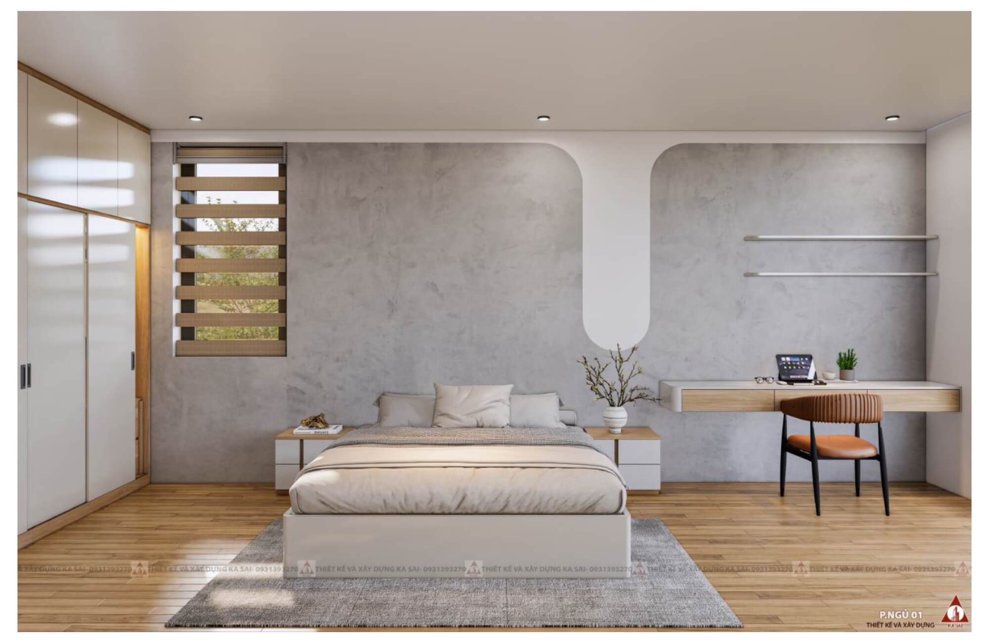 Phòng ngủ 2 mẫu nhà 4 tầng hiện đại