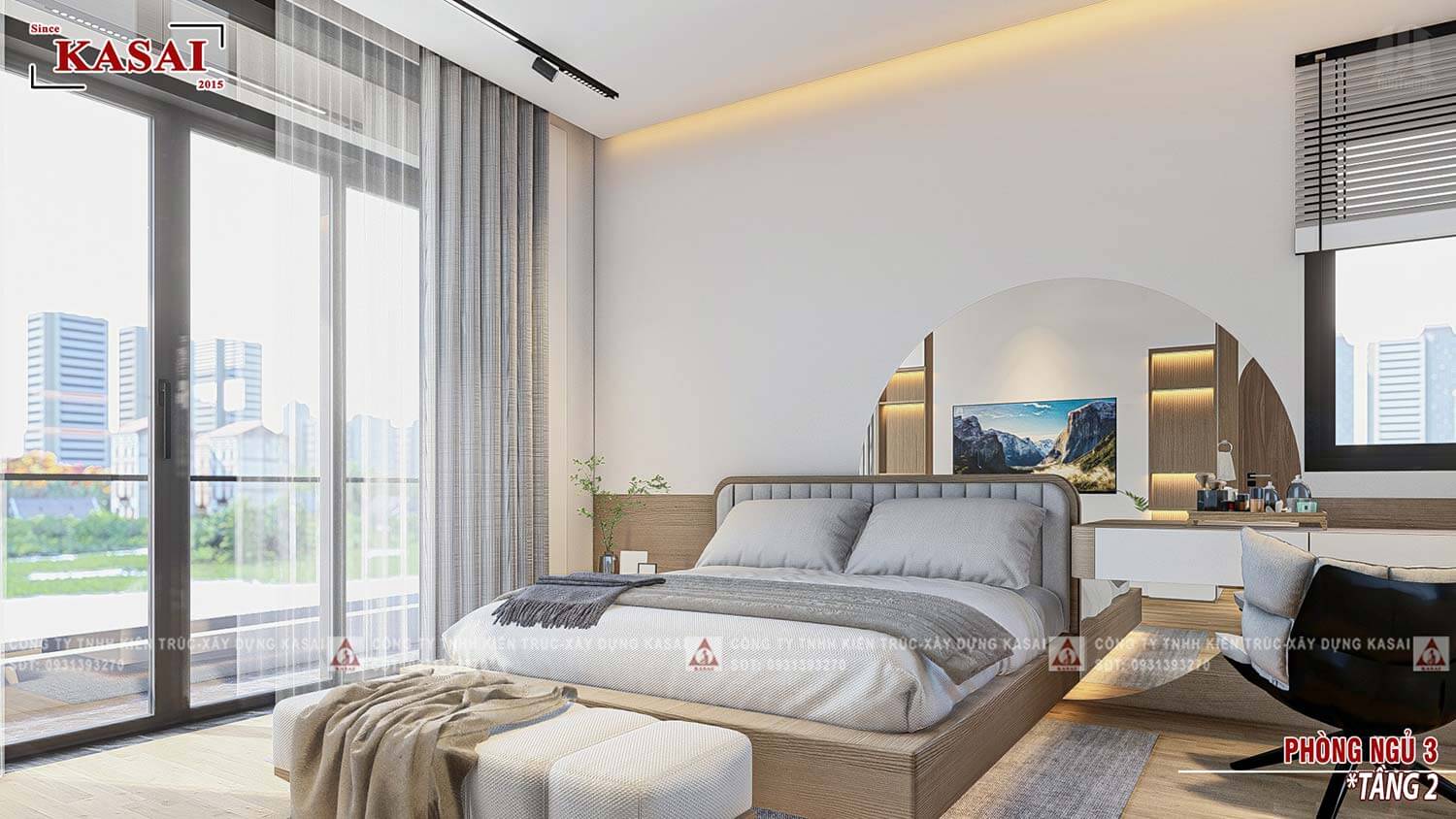 Phòng ngủ 3 biệt thự 3 tầng hiện đại