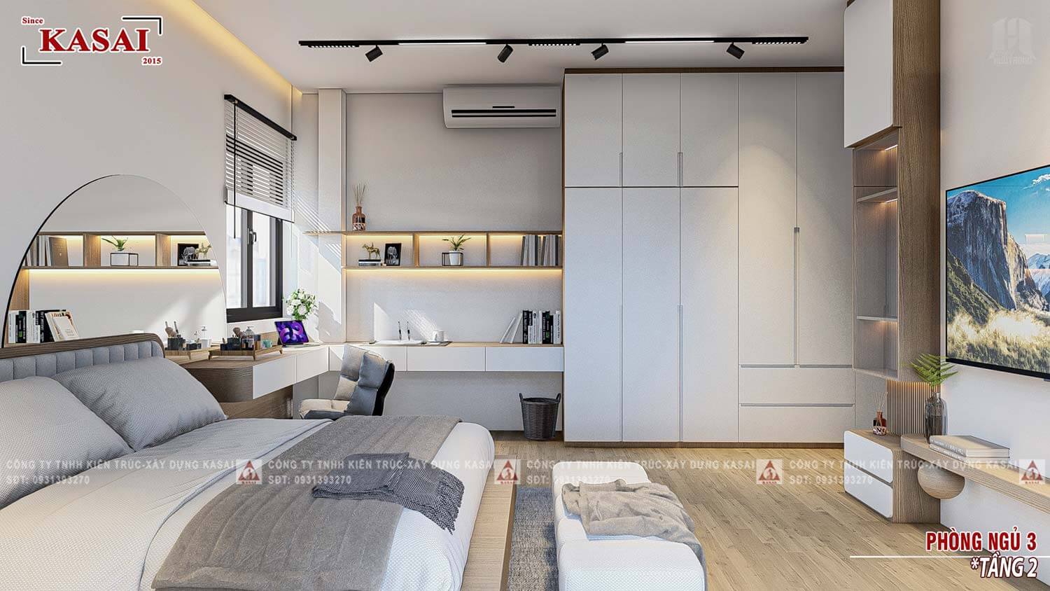 Phòng ngủ 3 biệt thự 3 tầng hiện đại