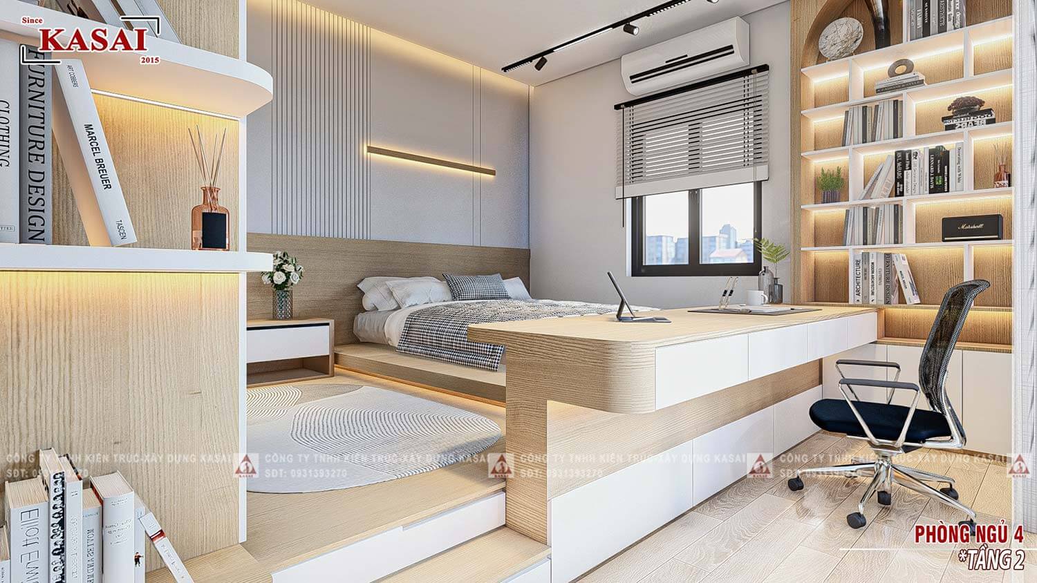 Phòng ngủ 4 biệt thự 3 tầng hiện đại