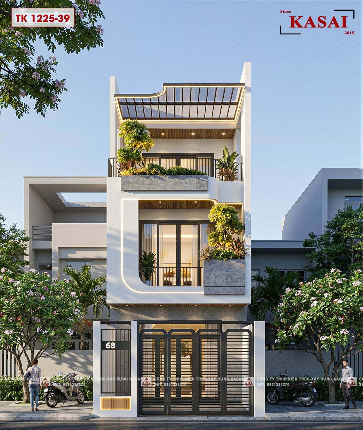 Thiết kế nhà 3 tầng 4,5x25m