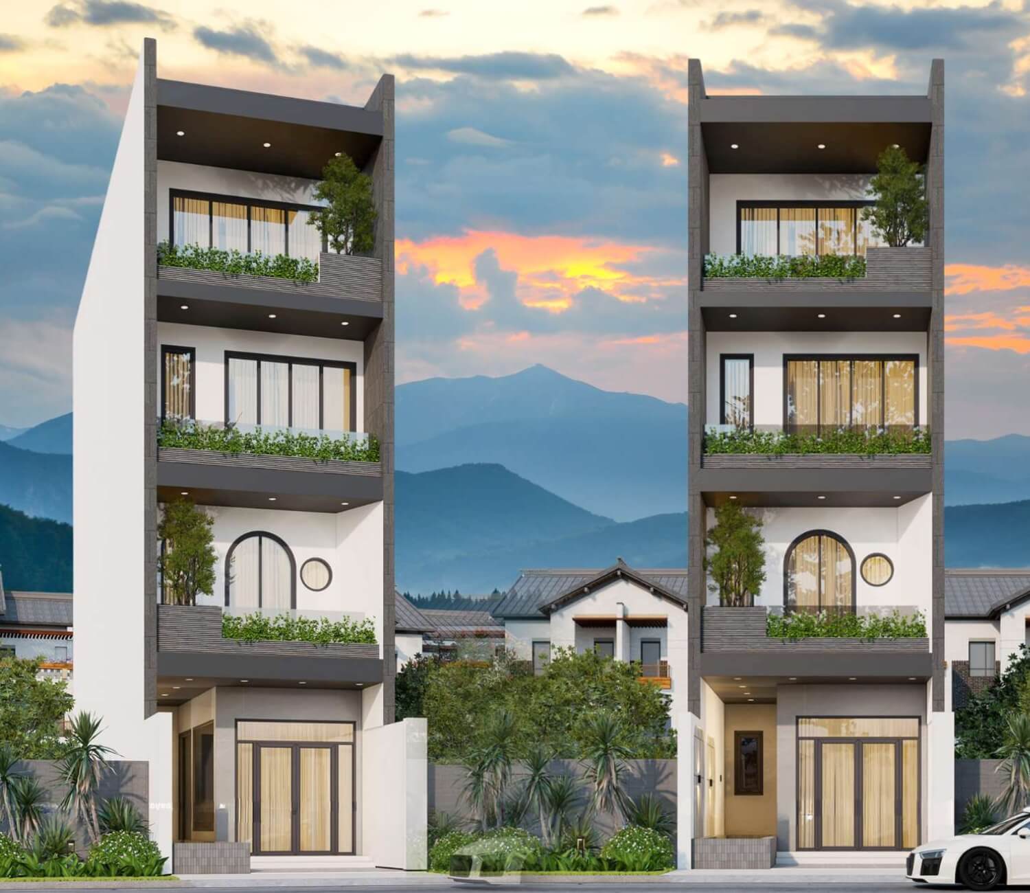 Thiết kế nhà 5x16m có thang máy 4 tầng siêu đẹp mắt