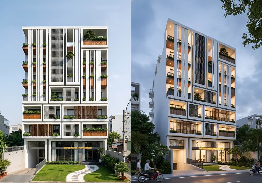 Căn hộ cân bằng hoàn hảo giữa hình khối, ánh sáng và cây xanh