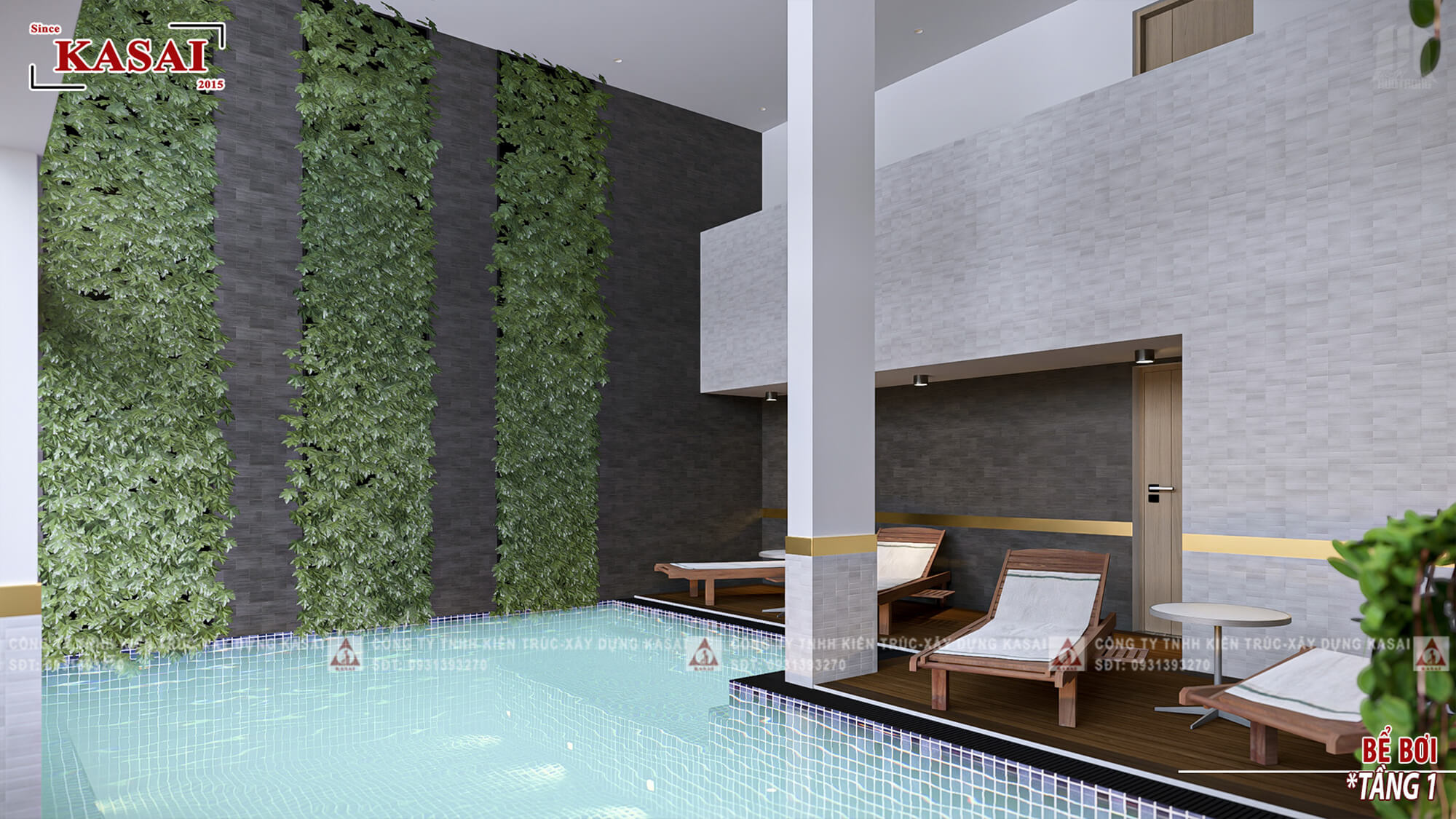 Khu vực hồ bơi thiết kế Apartment 5 tầng