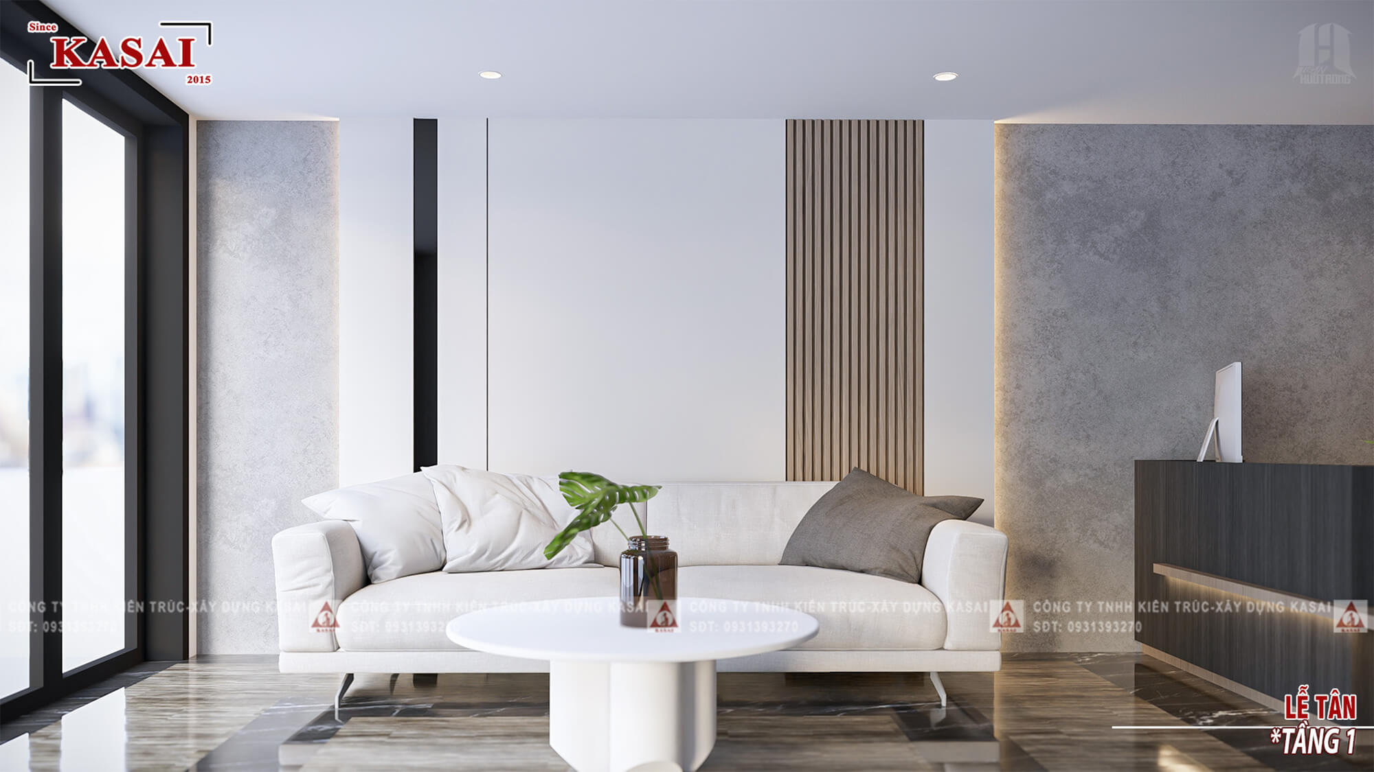 Khu vực lễ tân thiết kế Apartment 5 tầng