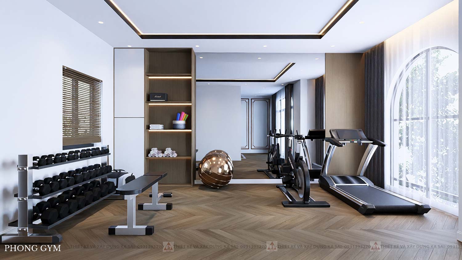 Phòng gym mẫu nhà 4 tầng tân cổ điển mặt tiền 7m