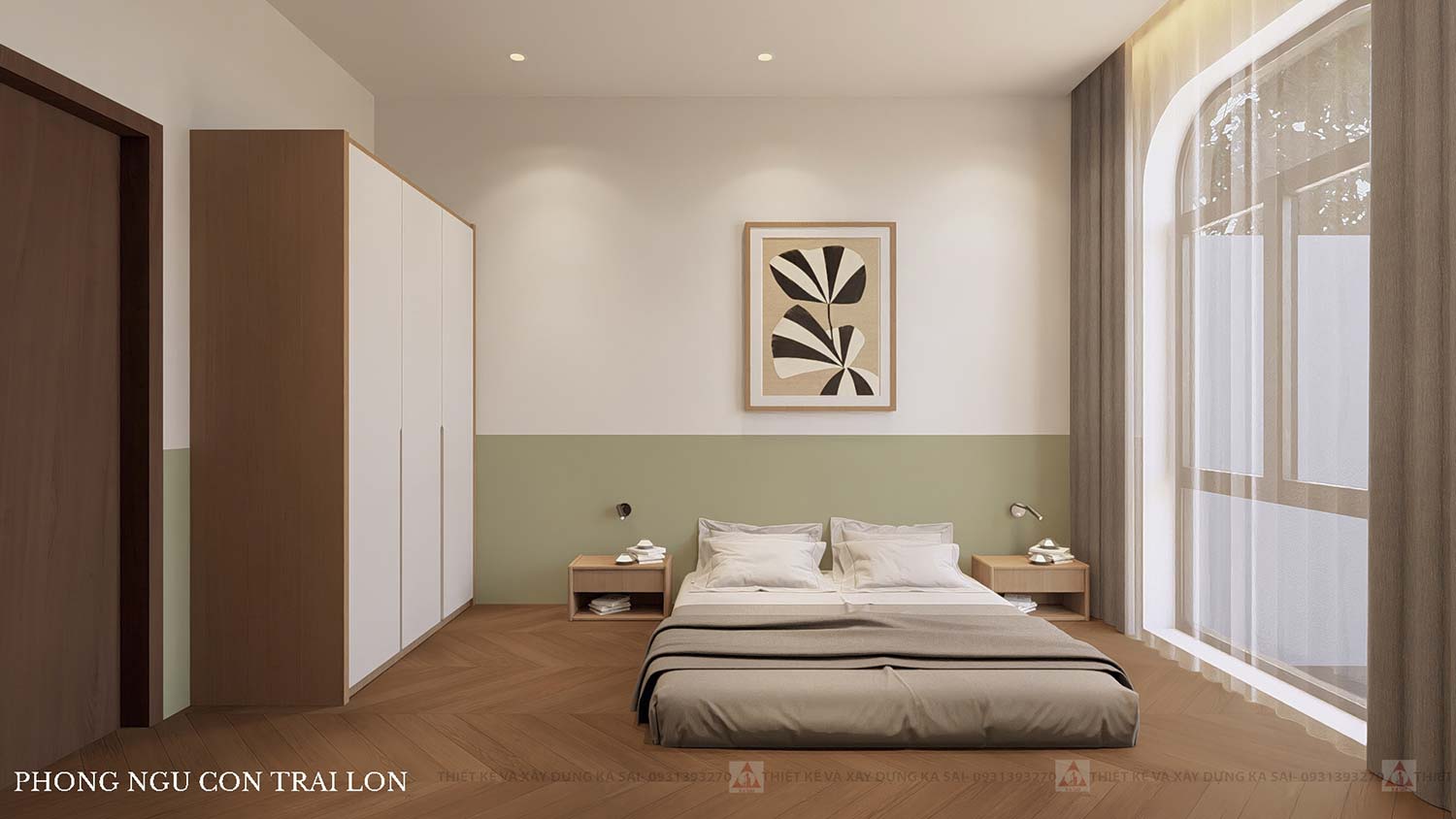 Phòng ngủ 1 mẫu nhà 4 tầng tân cổ điển mặt tiền 7m