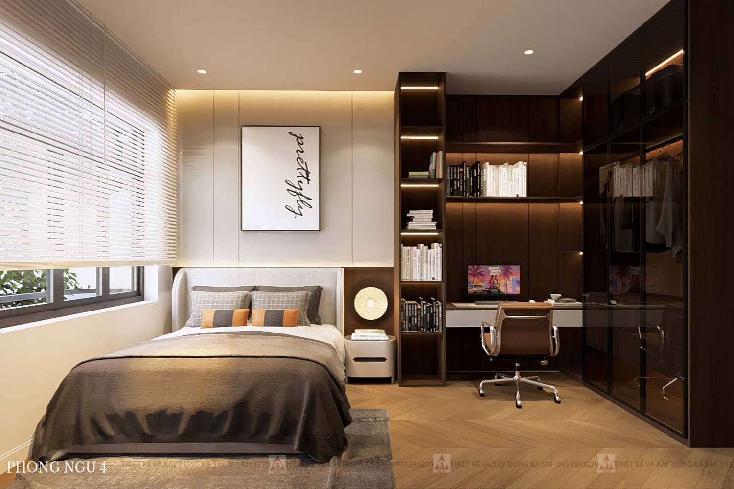 Phòng ngủ 4 mẫu nhà 4 tầng tân cổ điển mặt tiền 7m