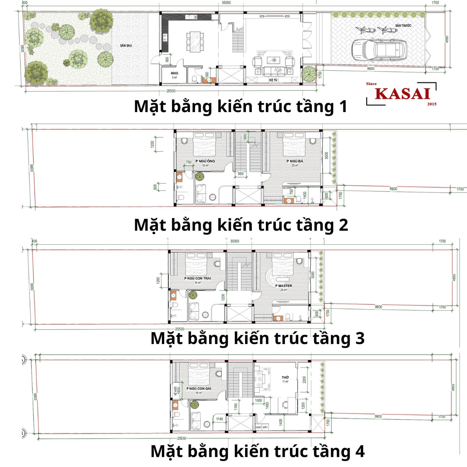 Bản vẽ thiết kế nhà ngang 6m dài 30m 4 tầng