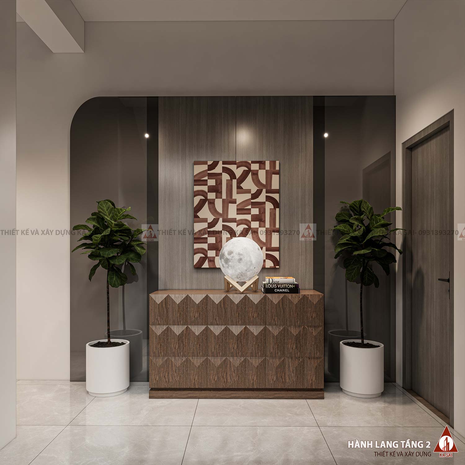 Hành lang tầng 2 mẫu nhà biệt thự 8x18m