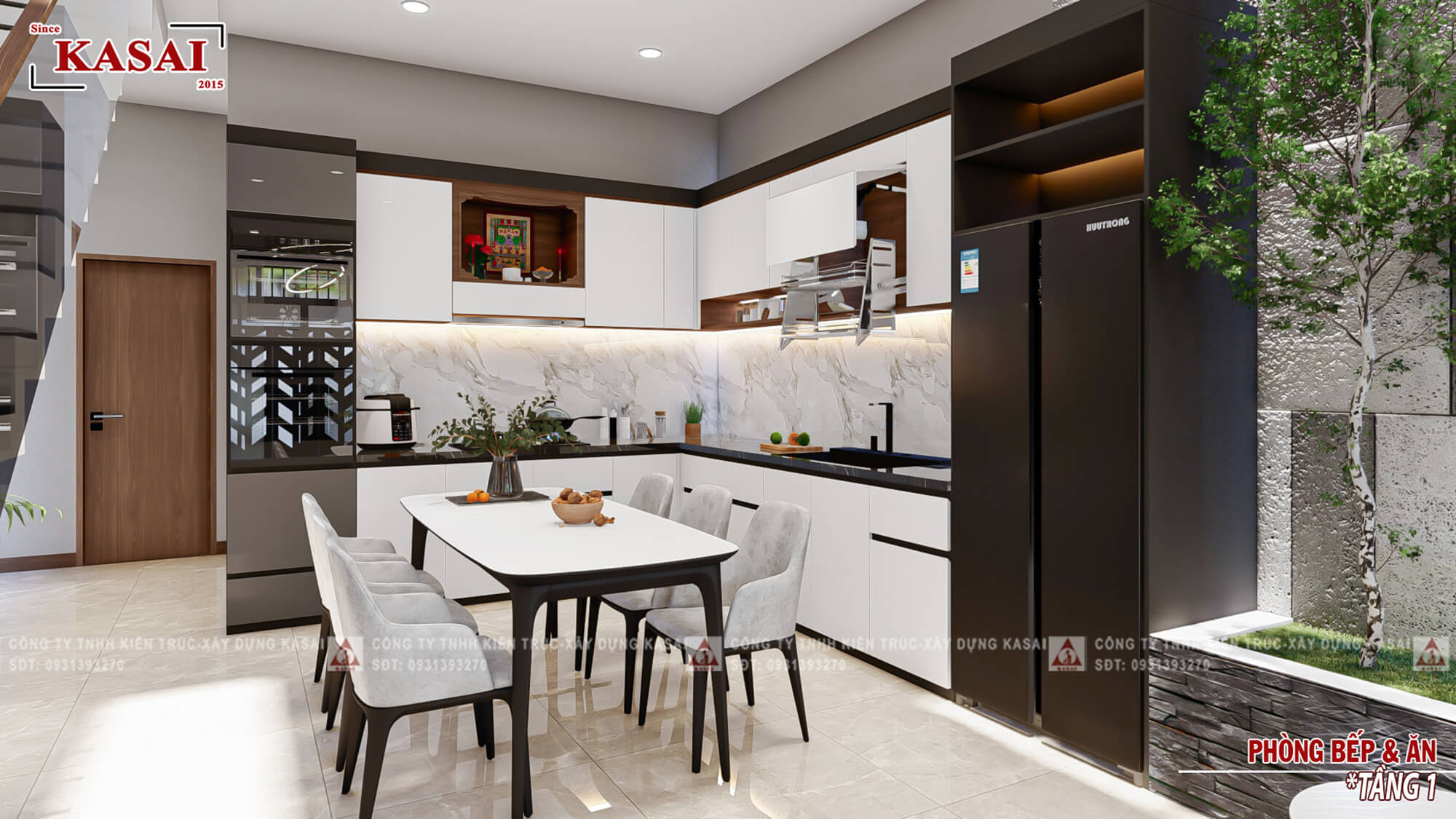 Phòng bếp thiết kế nhà ngang 6m dài 30m 4 tầng