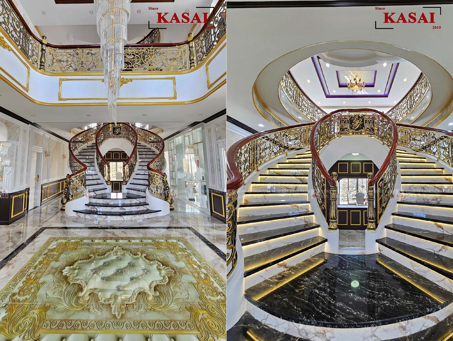 Phòng khách biệt thự 3 tầng tân cổ điển