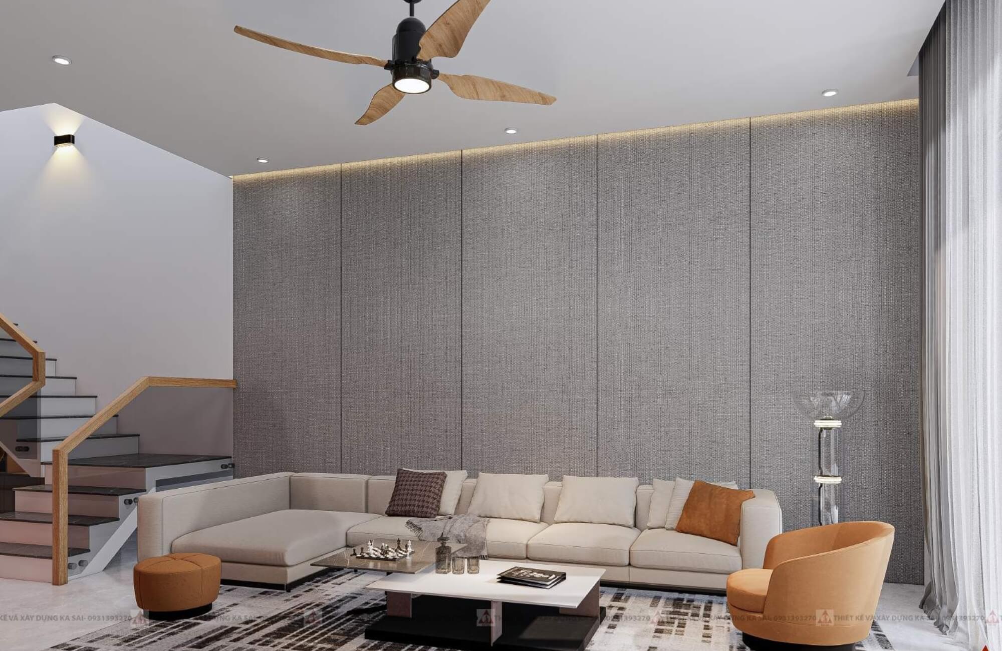 Phòng khách mẫu nhà 5x18m 3 tầng đẹp