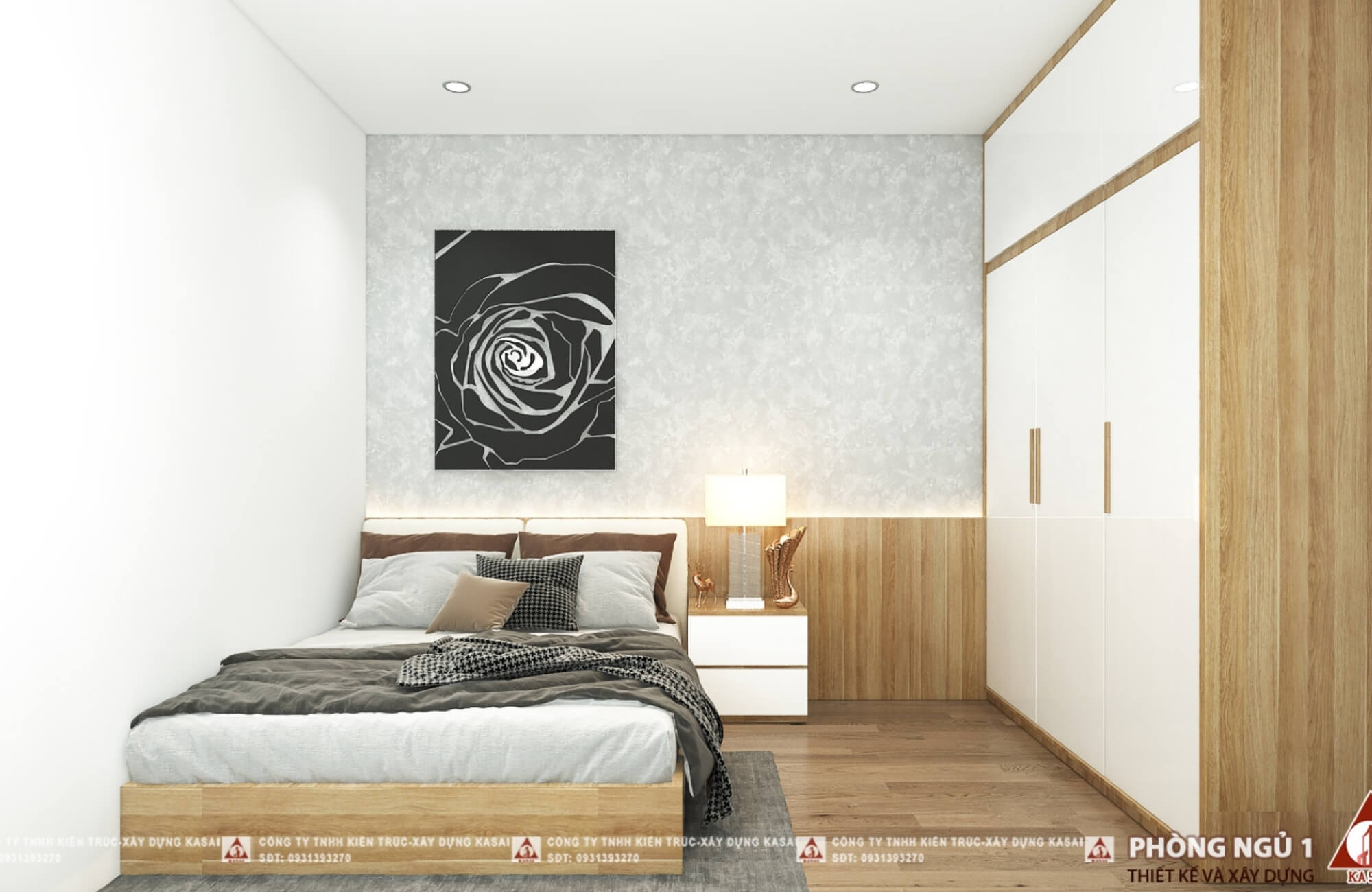 Phòng ngủ 1 ngôi nhà 3 tầng nắng gió và cây xanh