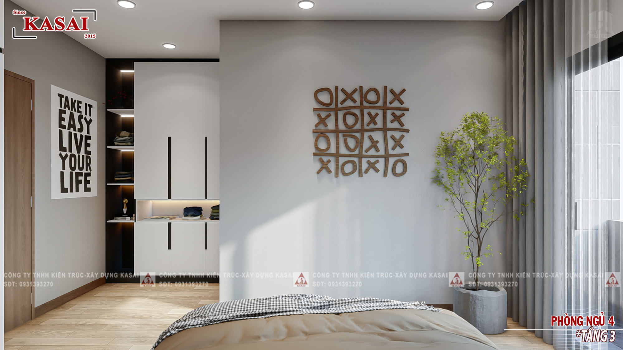 Phòng ngủ thiết kế nhà ngang 6m dài 30m 4 tầng