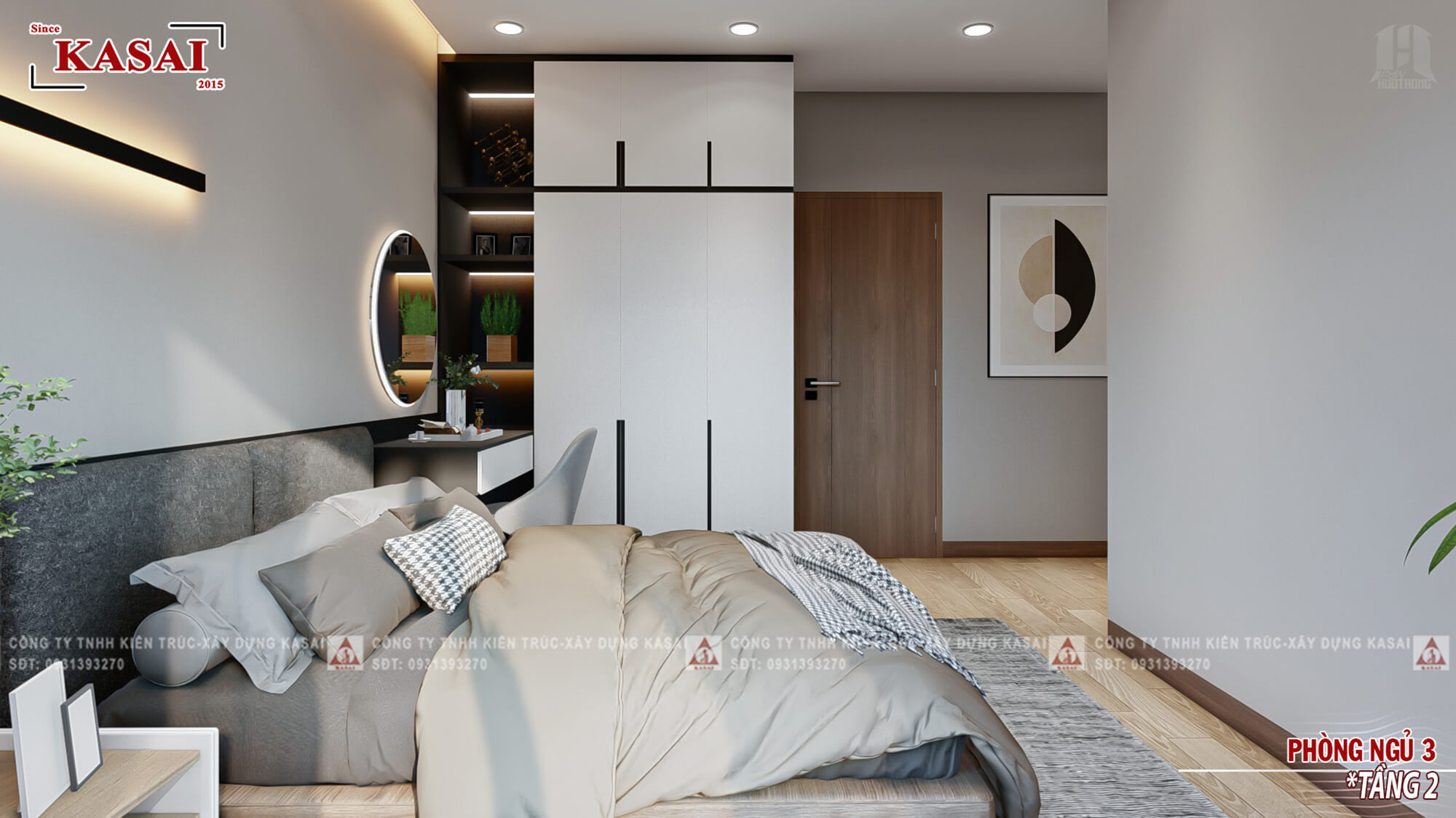 Phòng ngủ thiết kế nhà ngang 6m dài 30m 4 tầng