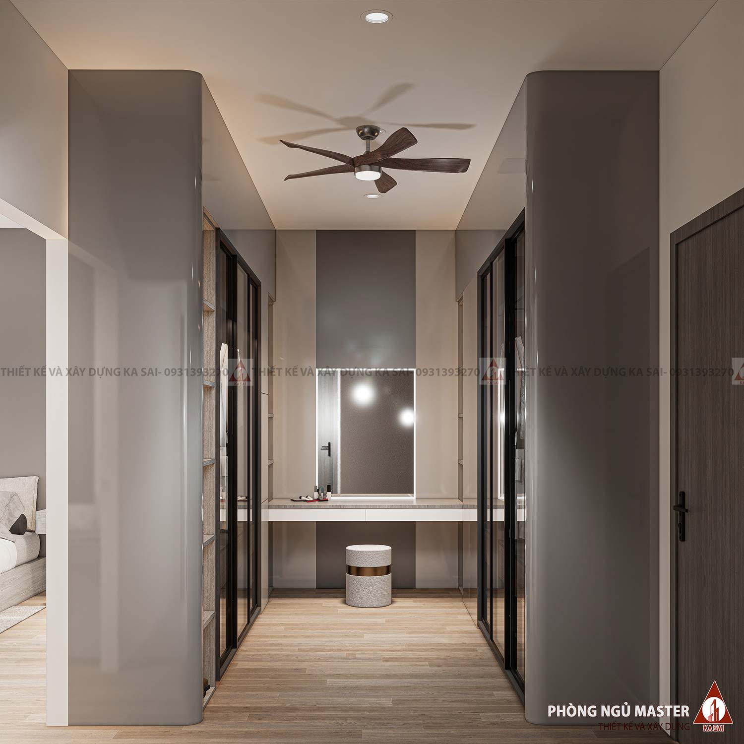 Phòng ngủ master mẫu nhà biệt thự 8x18m