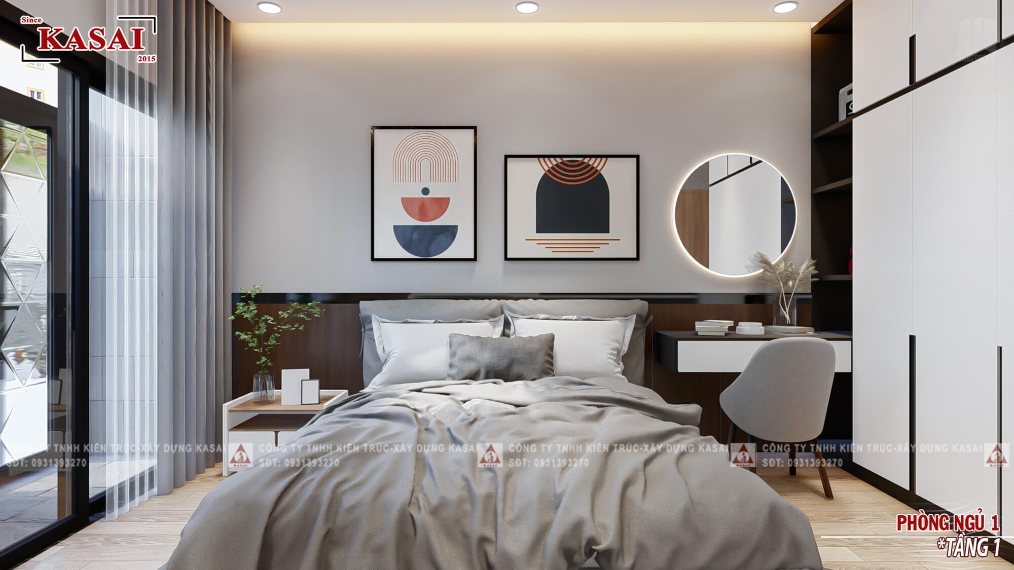 Phòng ngủ thiết kế nhà ngang 6m dài 30m 4 tầng