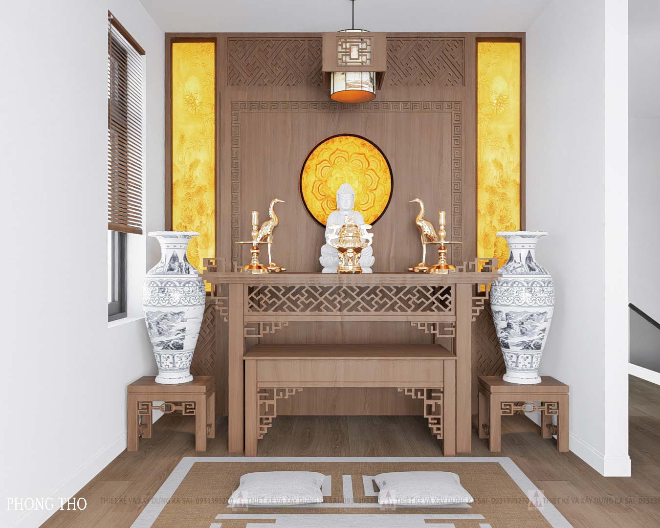 Phòng thờ biệt thự tân cổ điển mặt tiền 10m