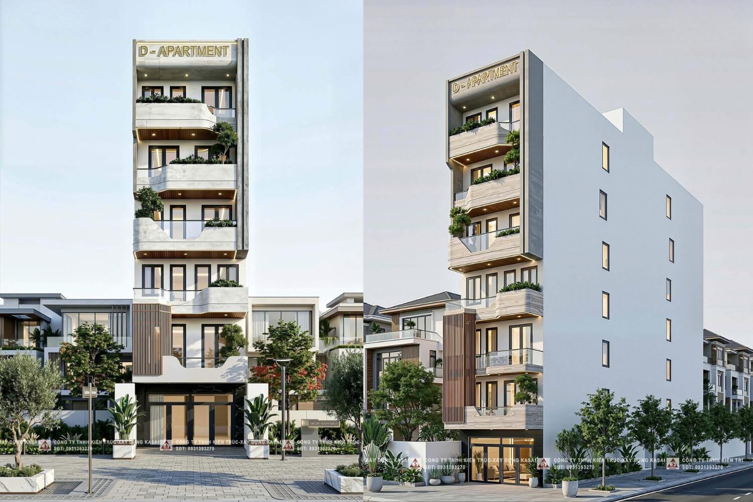 Thiết kế căn hộ cho thuê 7 tầng đẹp