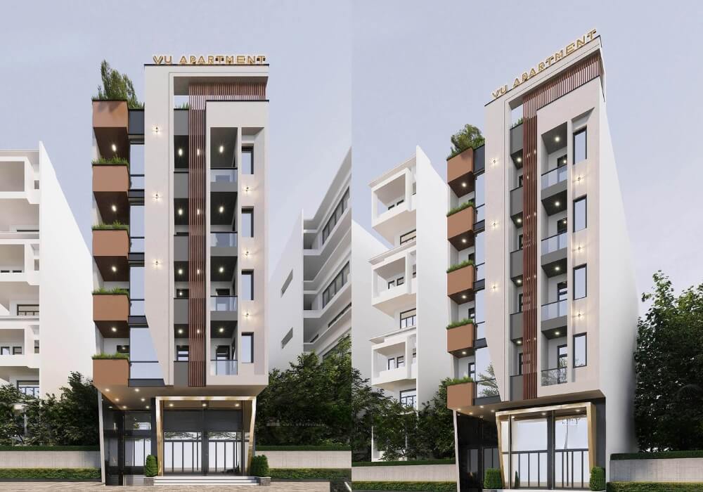 Thiết kế căn hộ cho thuê 7 tầng với mặt tiền giật khối ấn tượng