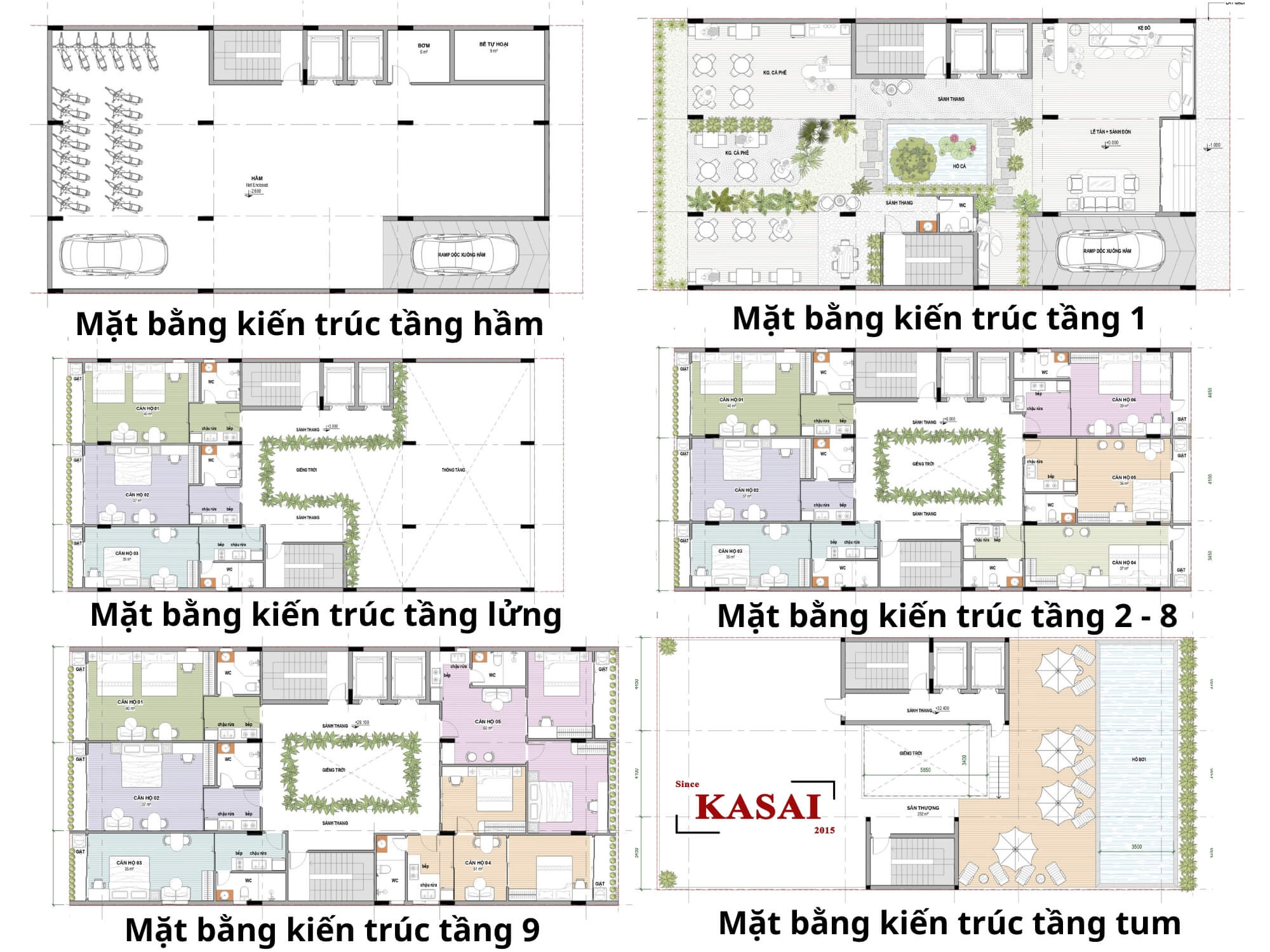 Bản vẽ căn hộ 9 tầng rực rỡ