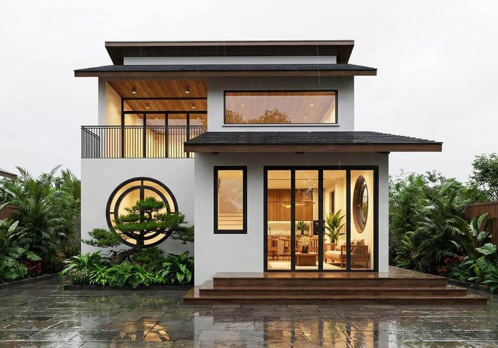 Bản vẽ nhà cấp 4 3 phòng ngủ 7×15 gác lửng đẹp ấn tượng