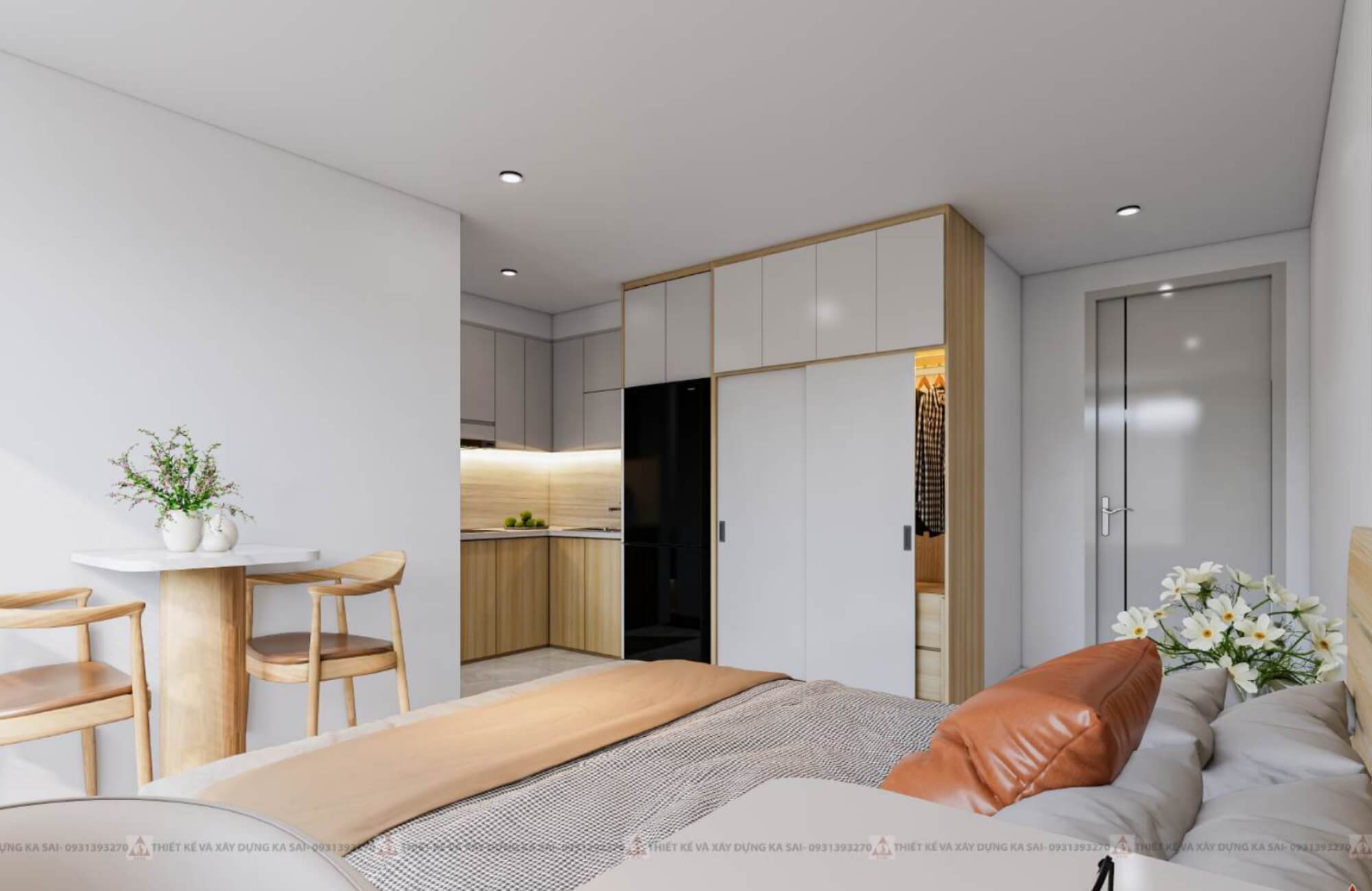 Phòng 1 thiết kế căn hộ cho thuê phong cách tân cổ điển