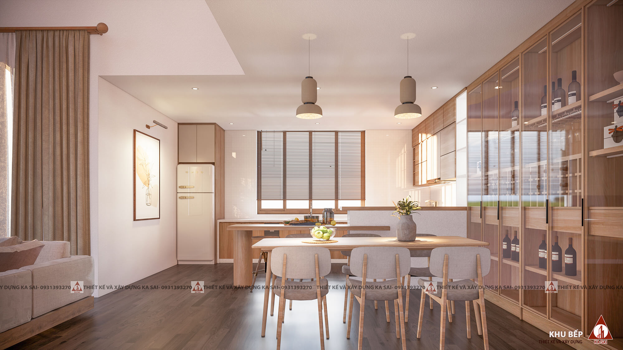 Phòng bếp nhà cấp 4 3 phòng ngủ 7x15m gác lửng