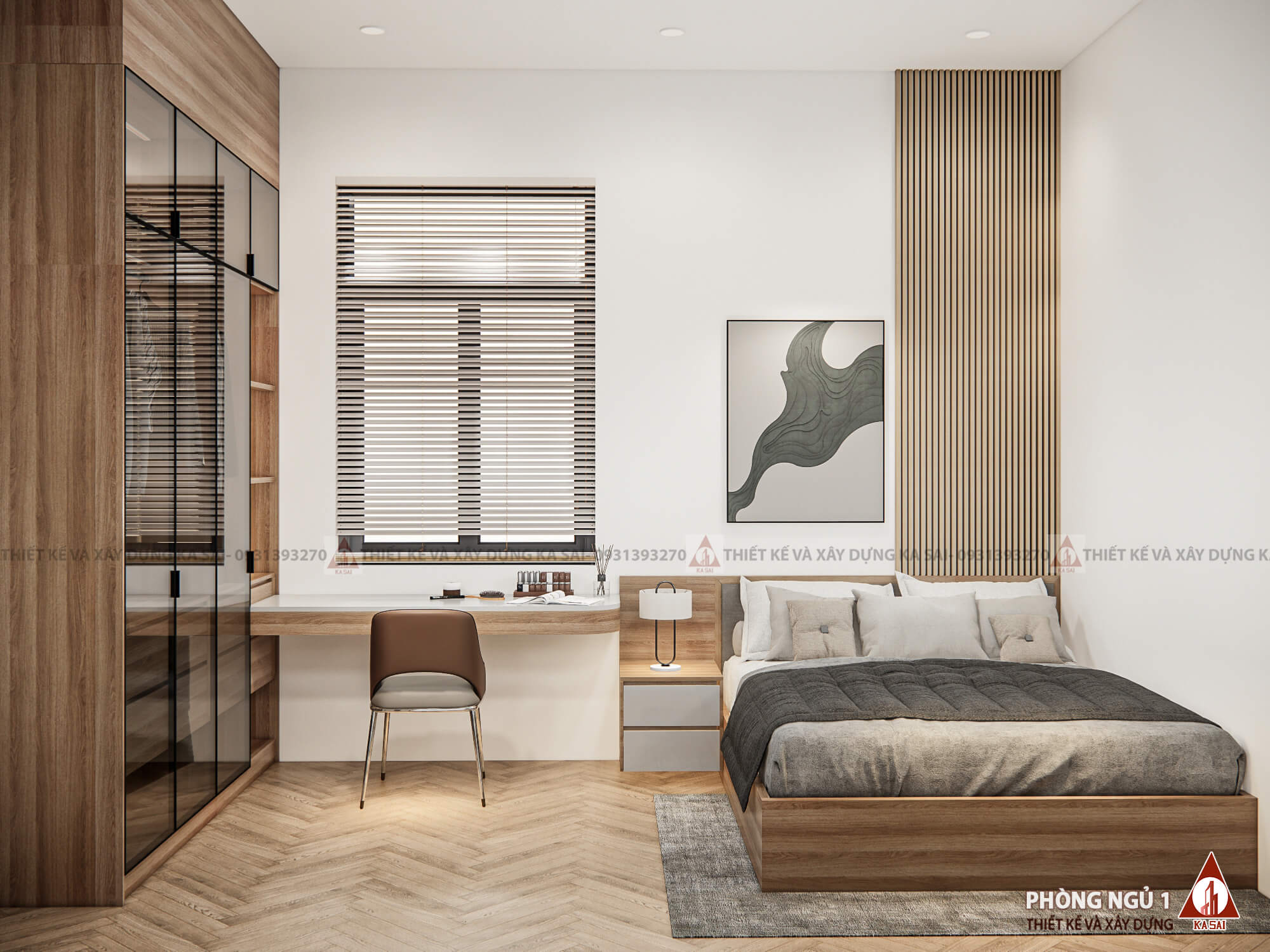 Phòng ngủ 1 nhà cấp 4 3 phòng ngủ 7x15m gác lửng