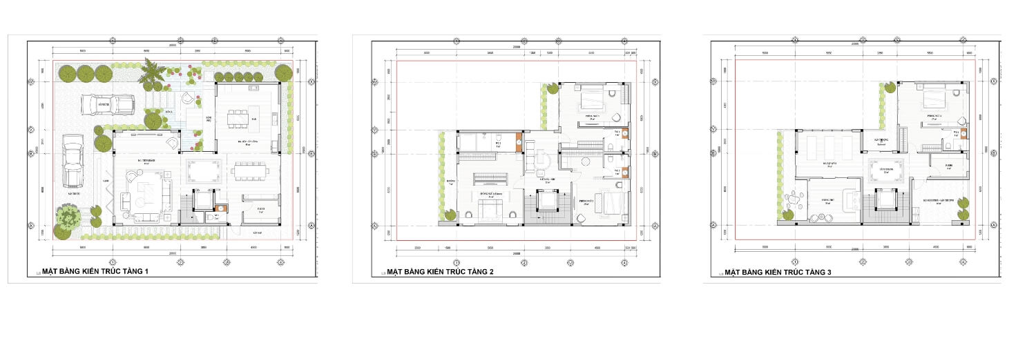 Biệt thự 3 tầng chữ L hiện đại