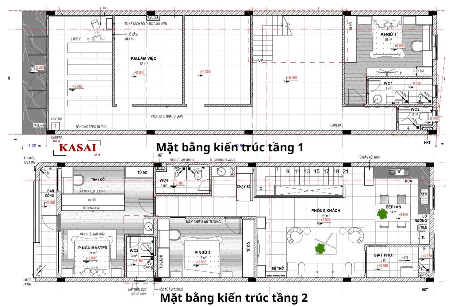 Bản vẽ nhà phố 7x15m 2 tầng