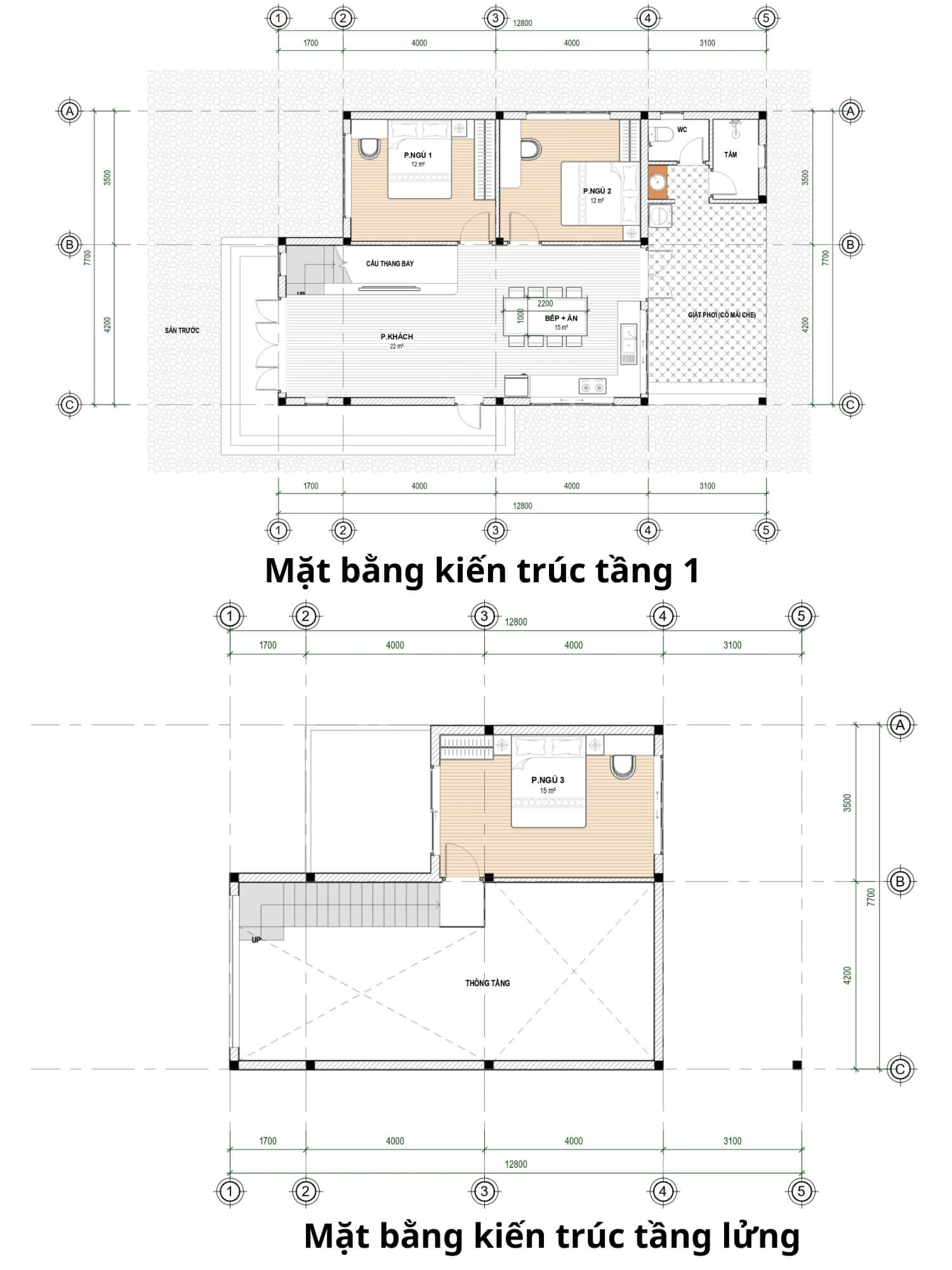 Bản vẽ nhà gác lửng 7x15m