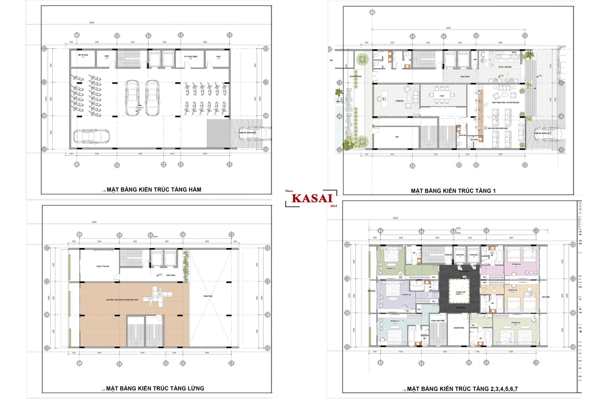 Bản vẽ thiết kế mẫu khách sạn 7 tầng