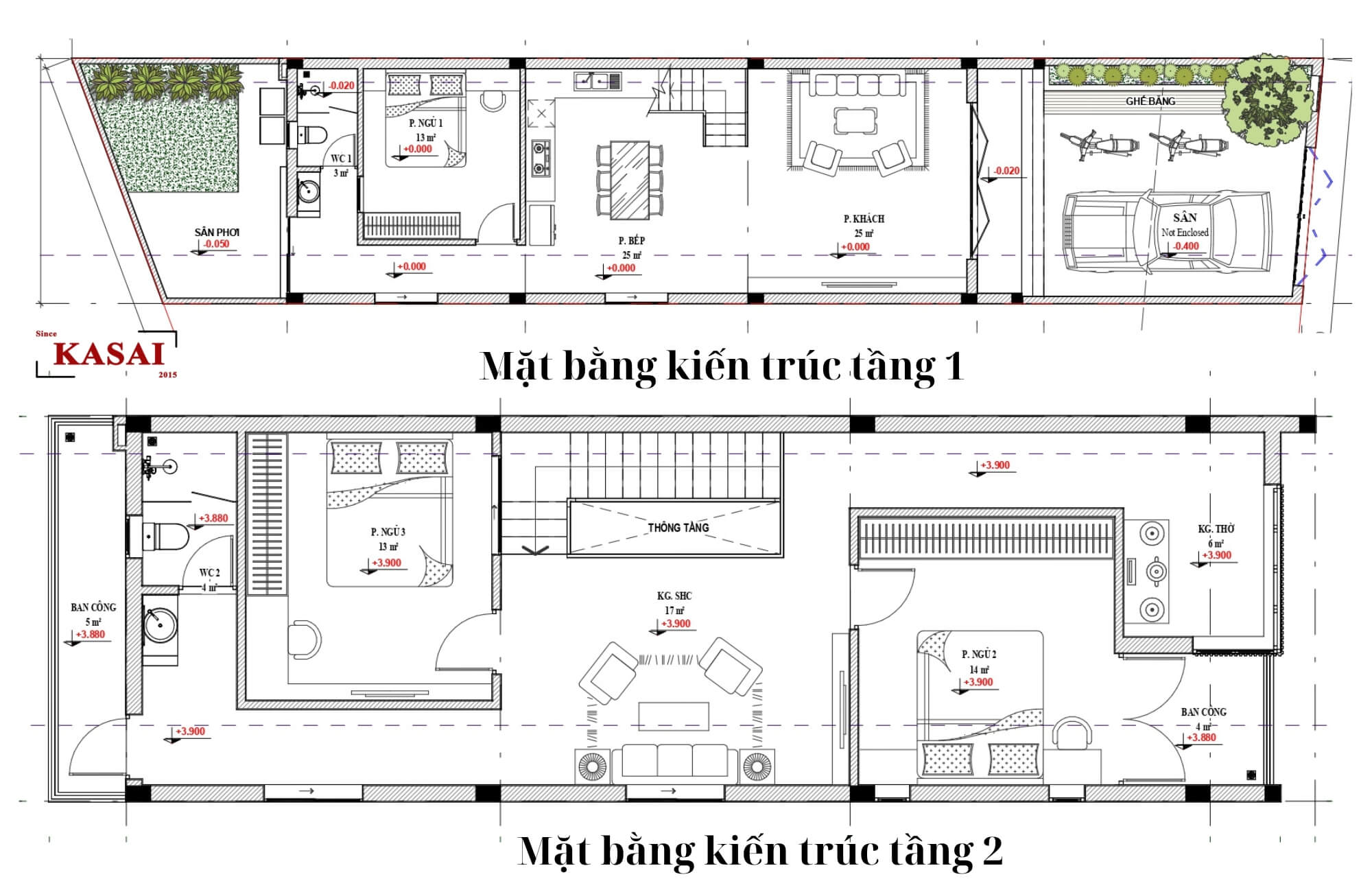 Mẫu nhà 2 tầng 5x16m có gara